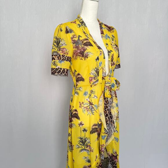 Le Superbe Tropical Chiffon Kimono Duster Robe Dress, Size 2 - Picture 6 of 11